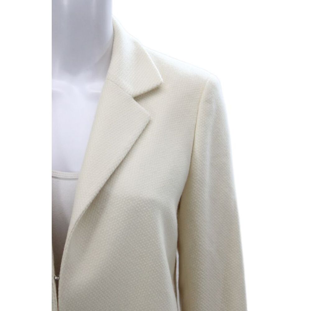Loro Piana Women Beige Cashmere Silk Collared Zip Blazer Long Sleeve Size 44 - Picture 2 of 7